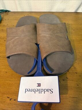 Saddlebred Brown Wide-Strap Slide Sandals